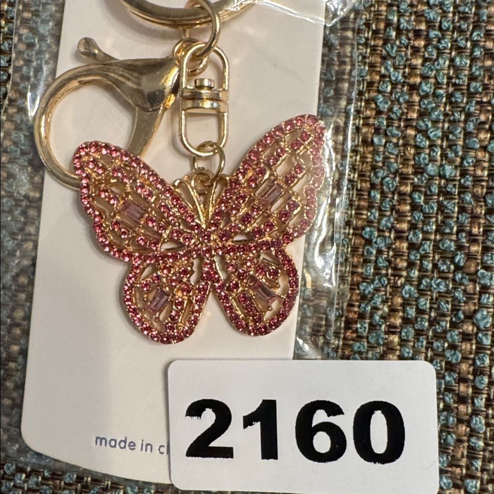 2160 Rhinestone Butterfly Key Ring, Bag Charm‎